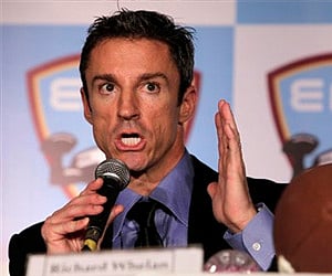 CEO of Elite Football League of India Richard Whelan speaks during a press conference to announce the league in Mumbai on Friday, Aug. 5, 2011. (AP)