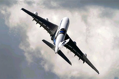 A Malaysian Airlines System (MAS) Airbus A380 takes off during the Farnborough International Airshow (AP Photo/Lefteris Pitarakis).