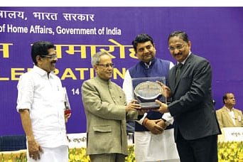 HLL Lifecare bags Indira Gandhi Rajbhasha shield
