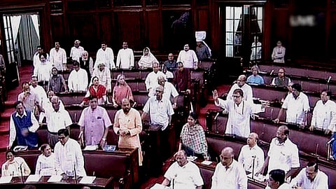 A scene in the Rajya Sabha in New Delhi on Tuesday during the budget session | PTI