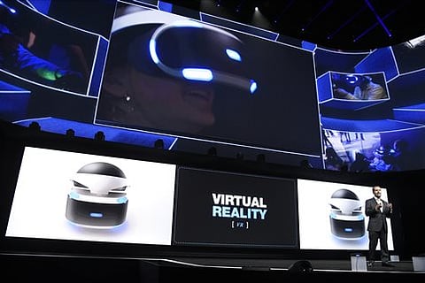 Representative Image: Andrew House, bottom right, president and global CEO of Sony Computer Entertainment Inc., addresses a news conference at the Los Angeles Sports Arena. 