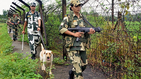 Border Security Force BSF personnel keep vigil along the India-Bangladesh border.