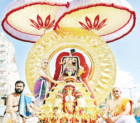 Lord Rides Surya Prabha Vahanam 