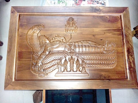 Relief Carving of 'Ananthasayanam' Draws Attention  