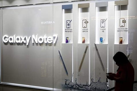 an advertisement promoting Samsung Electronics' Galaxy Note 7 at the company's headquarters in Seoul. (File| Reuters)