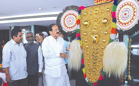 Union Minister Venkaiah Naidu at Hotel Le Meridien in Kochi prior to the state-level review meeting of schemes and programmes of the Ministry  of Urban Development on Tuesday | K Shijith