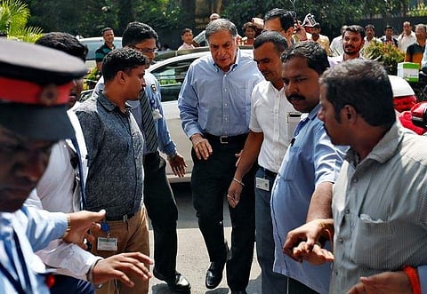 Ratan Tata arrives in his office after attending a meeting at the company's head office in Mumbai. (File photo | Reuters)