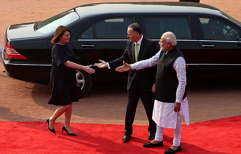 Modi with  his New Zealand counterpart  John Key and his wife Bronagh Key in New Delhi | shekhar yadav