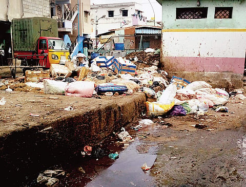 Unsegregated waste lies unattended at Russell market  Mebin John