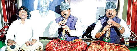 Ustad Nazim Hussain, Pandit S Ballesh and his son Krishna Ballesh
