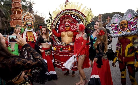 The wedding procession included several performers and artistes who were brought in to entertain the guests. (Nagaraja Gadekal|EPS)