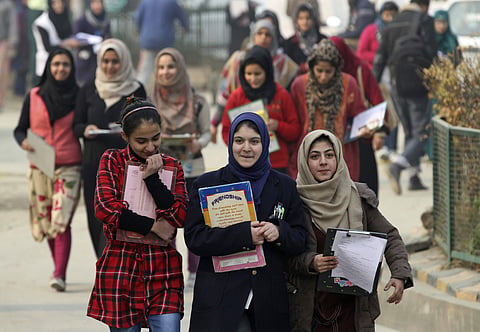 File photo of Kashmiri students leaving an examination center, in Srinagar | AP