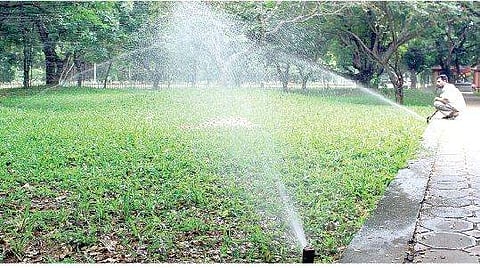 Recycled water being used at the Anna University on Sunday | MARTIN LOUIS