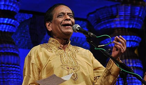 Carnatic music Maestro Balamuralikrishna  performing  for a charity fusion concert organised by Sparsh Foundation in Bangalore.| Express photo/ Suresh Nampoothiri