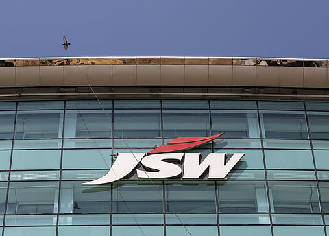 JSW logo is seen on the company's headquarters in Mumbai. (File photo | Reuters)