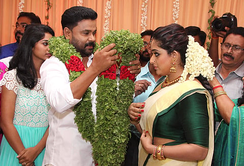 Malayalam actors Dileep and Kavya Madhavan got married in a star-studded ceremony in Ernakulam on Friday. (Albin Mathew | EPS)