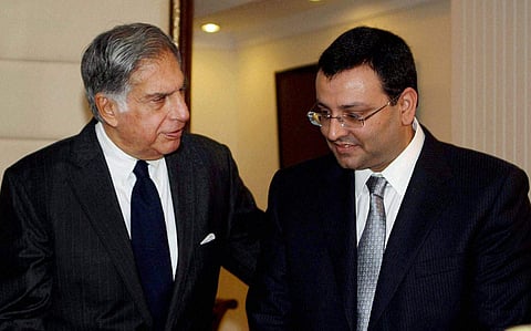 Ousted Tata Sons chairman Cyrus Mistry along with company founder Ratan Tata. (File Photo | PTI )