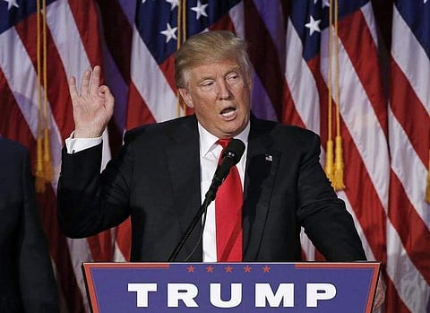 U.S. President elect Donald Trump speaks at election night rally in Manhattan, New York, on November 9. (Photo | Reuters)
