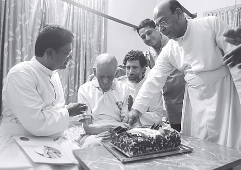 The officials of SH College, Thevara, honouring Padma Bhushan Fr Gabriel. (Top) ‘Stenaelurillus  Gabrieli,
