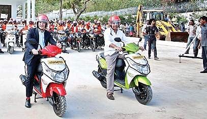 IT Minister KT Rama Rao at the launch of UberMOTO in Hyderabad | Express photo