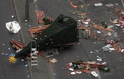 A trail of devastation is left behind in Berlin, Germany, Tuesday, Dec. 20, 2016, the day after a truck ran into a crowded Christmas market and killed several people.  | AP