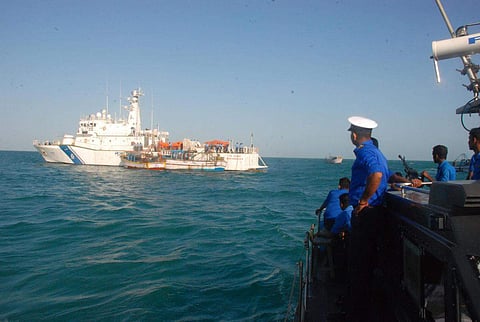 Tamil Nadu trawlers being intercepted by the Sri Lankan navy in Sri Lankan waters. (File Photo)