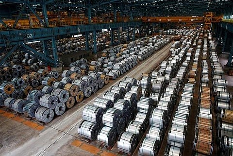 Rolls of steel are stacked inside the China Steel Corporation factory, in Kaohsiung, southern Taiwan August 26, 2016. REUTERS
