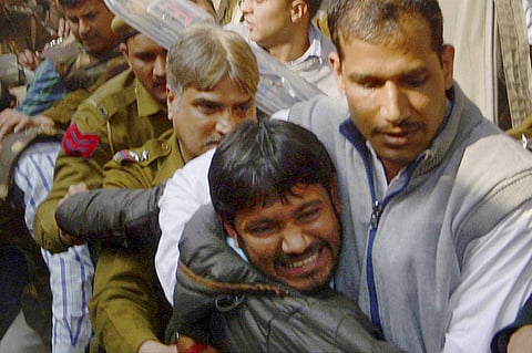 New Delhi JNUSU President Kanhaiya Kumar arrested on charges of sedition being produced at Patiala House Courts in New Delhi on Wednesday | PTI