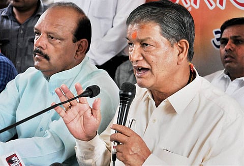 Former Uttarakhand CM Harish Rawat addressing the media in Dehradun. 