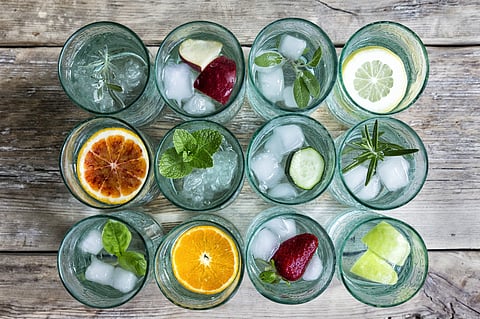 Combine sparkling water with fruits to make your own natural fruit drinks. Credit: Courtesy of Galvanina