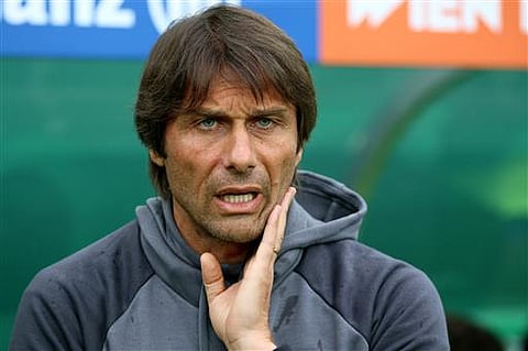 Chelsea's head coach Antonio Conte reacts during an international friendly soccer match between Rapid and Chelsea at Allianz stadium in Vienna(Photo|AP)