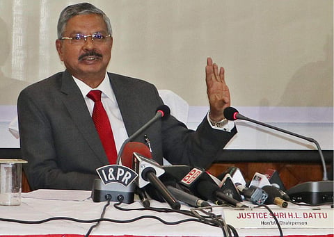 National Human Rights Commission Justice H L Dattu addressing mediapersons at Bhubaneswar on Wednesday | EPS