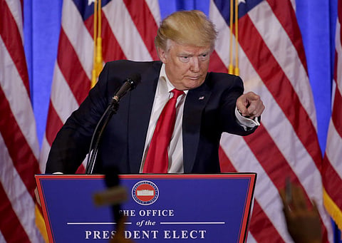 President-elect Donald Trump takes questions during a news conference. (Photo | AP)