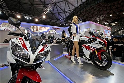 Yamaha motorcycle at an Auto Expo. (File photo | AP)