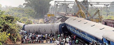 The Hirakhand Express which was derailed at Kuneru railway station in Vizianagaram district on Saturday night. | Express File Photo