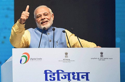 Prime Minister Narendra Modi addressing at the launch of a new mobile app 'Bhim' to encourage e-transactions. | PTI File Photo