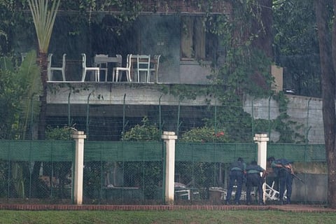 The back garden of an upscale cafe in Dhaka, a day after a bloody siege ended in July. (File Photo | AFP)