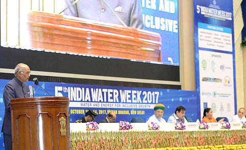 President Ram Nath Kpvind addressing the gathering at the inauguration of India Water Week. (PIB official website)