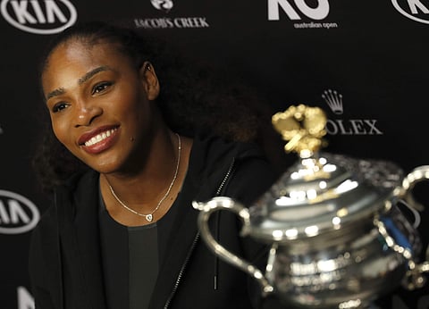 In this Jan. 28, 2017, file photo, Serena Williams answers questions at a press conference after defeating her sister Venus to win the women's singles final at the Australian Open tennis championships in Melbourne. | AP