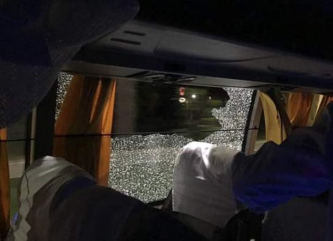 Coach Darren Lehman was injured in the hand by the stone thrown by an unknown bystander when the team was being driven back to its hotel. | Picture Courtesy:  @AaronFinch5