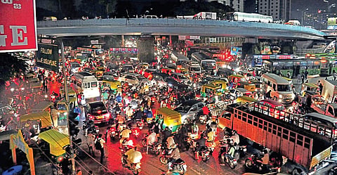 Heavy traffic jam on Yeshwanthpur in Bengaluru