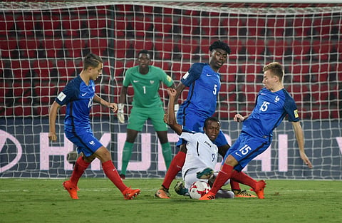 Players of France and Honduras during their FIFA U-17 World Cup football match.|PTI