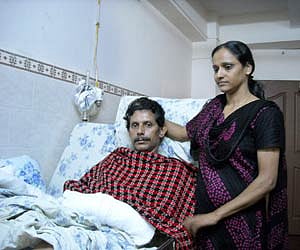 Prof TJ Joseph and wife Salomi while in hospital. (File | ENS)
