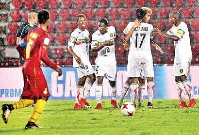 The quarterfinal match between Ghana and Mali  in Guwahati was played amid heavy rain | pti