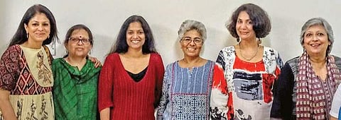(L-R) Madhu Nataraj,​ curator - dance segment​, ​​​Dr Pramila Lochan curator - art segment, ​MD Pallavi, curator - music segment, Ammu Joseph, advisor - literary segment, Sandhya Mendonca, festival director and ​Arundhati Raja, curator - theatre segment