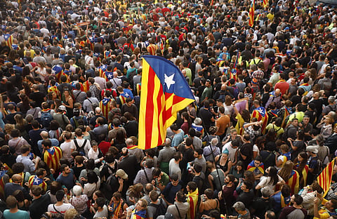 Pro-independence supporters celebrating Catalan independance. (File | AP)