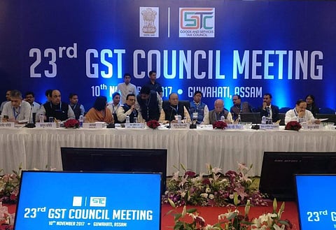 Union Finance Minister Arun Jaitley chairing the 23rd GST council meeting  in Guwahati. (ANI)