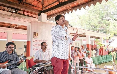 Playback singer Mohammed Aslam performing at the Government General Hospital on Wednesday