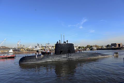 This 2014 photo provided by the Argentina Navy shows the ARA San Juan, a German-built diesel-electric vessel, docked in Buenos Aires, Argentina.(AP)