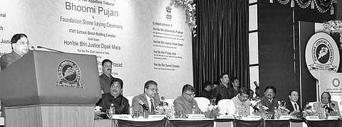 Chief Justice of India Dipak Misra addressing a meeting in Cuttack on Sunday  | Express